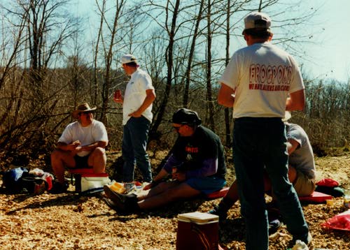 Group hanging out eating lunch